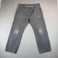 Levis 569 Jeans Mens 34x28 Gray Loose Straight Distressed 100% Cotton Tag 36x32