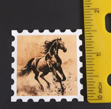 Beautiful Wild Horses Stamp Style Sticker AC 