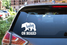 Baby on Board Vinyl Decal - Cute Mama Bear Car Sticker - 6125