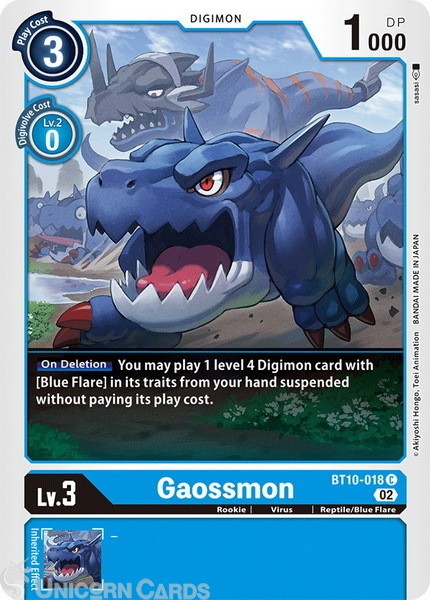 BT10-018 Gaossmon Common Mint Digimon Card