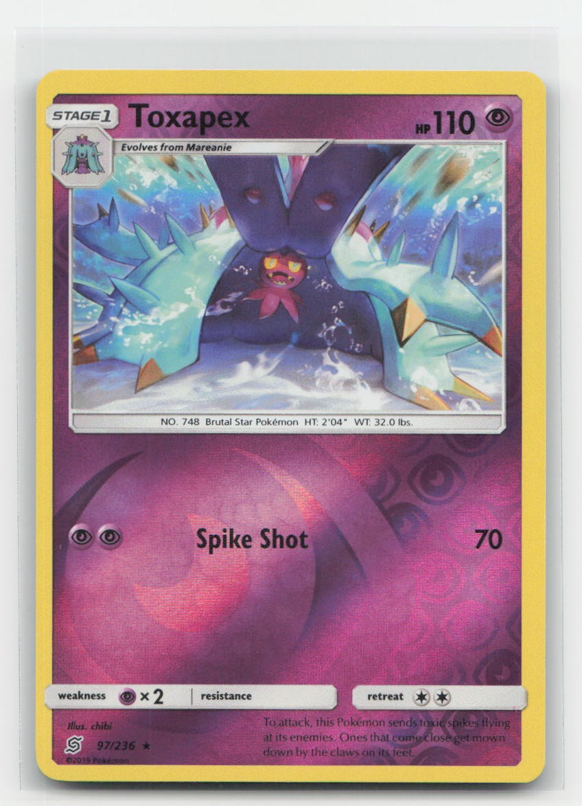 Toxapex Reverse Holo Unified Minds 97/236 R Pokemon LP