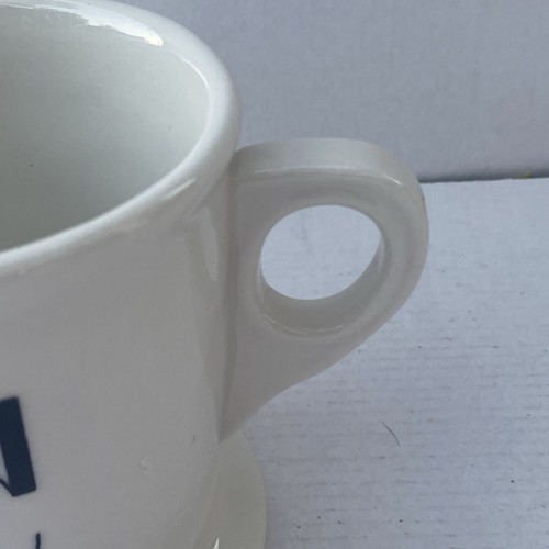 Anthropologie Weiß Kaffeebecher Tasse Schwarz Buchstabe C Initiale Monogramm Rasiertasse - Bild 3 von 8