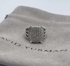 David/Yurman Wheaton Pave Diamond Sterling Silver 925 16x12mm RING SZ 8