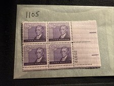 USA SCOTT  # 1105 FDC James Monroe  3 Cent Block
