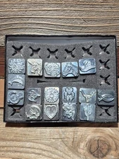 Craftool 1990's Lot Of 16 Some Discontinued 1" Stamps Unicorn Longhorn Paw Cacti