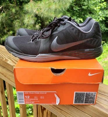  XCLNT MENS 12 NIKE TRAIN PRIME IRON DF SHOES Black Mtlc Hematite Gray Crossfit