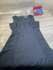 Calvin Klein Dark Grey sleeveless Sheath dress lined Sz 12 Wide Band