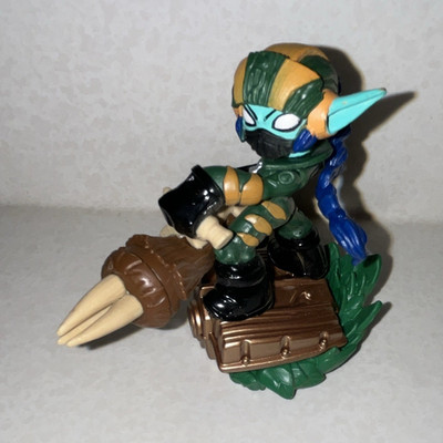 Elf Figurine Riding Drill Vehicle Toy Plastic Green Brown Black Blue Beige