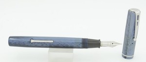 Esterbrook Dollar Blue Pearl & Chrome Fountain Pen - 2556 Fine Nib - c. 1940