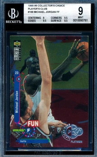 MICHAEL JORDAN 1995-96 COLLECTOR'S CHOICE BGS 9 MINT PARALLEL CARD #169!
