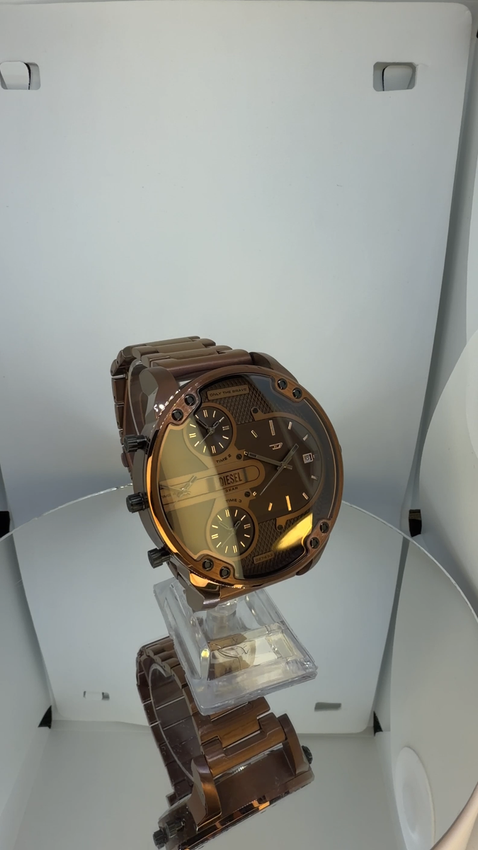 2026 Diesel Mr Daddy 2.0 Oversized Watch DZ7493 Brown Amber