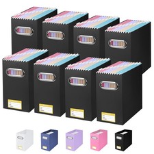 File Organizer Box, Cardboard File Folder Organizer with Handle for Letter Si...