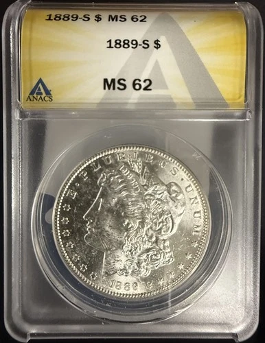 1889-S  Morgan Silver Dollar, MS62,  ANACS  (10737)