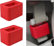2PCS Car Seat Belt Buckle Holder, Silicone Auto Seatbelt Buckle Booster -Red