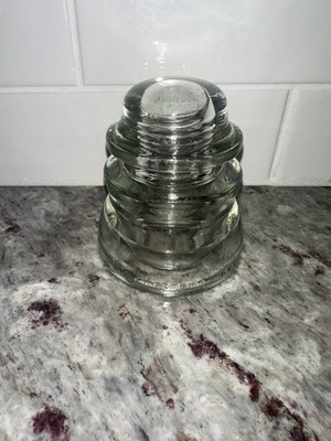 ANTIQUE ARMSTRONG'S CLEAR GLASS INSULATOR - Made in USA Pretty Paper Weight NICE