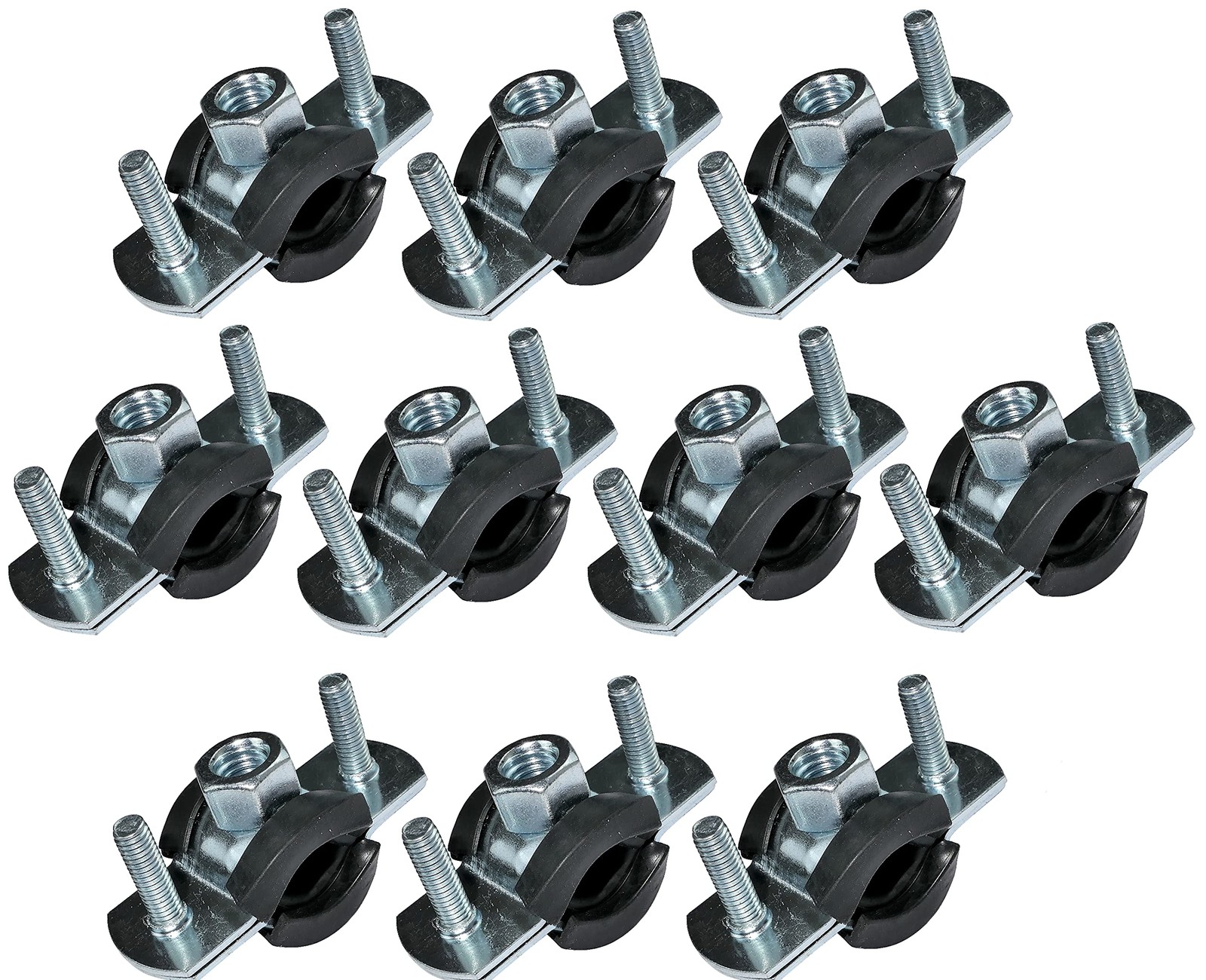 Collier isophonique support fixation tuyau avec joint caoutchouc isolant - Pack de 10 colliers bivis