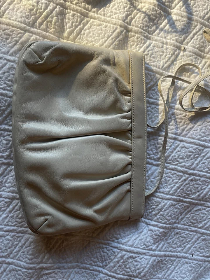 Bolso sin asas de cuero convertible vintage MORRIS MOSKOWITZ color topo Foto 2 de 4