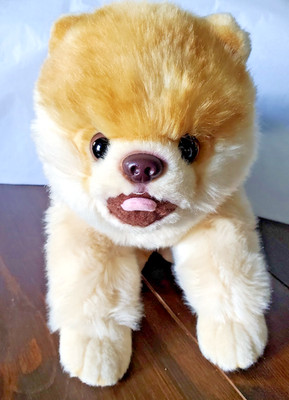 CU-MATE Plush Pomeranian Puppy Dog Laying Down 16'' Gold Red Cream Realistic Soft