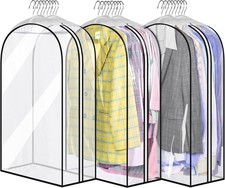32" All Clear Garment Bags for Hanging Clothes 10" Gusseted Suit Bags for Clo...