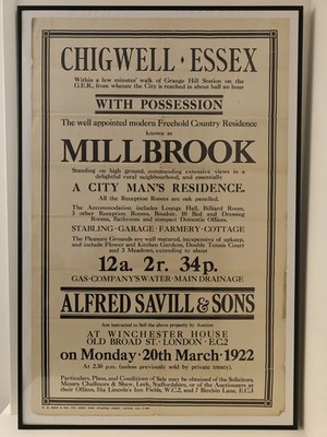 Original Antique Savills Auction Poster 1922 Alfred Savill & Sons, 62×93cm