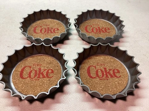 Quantity 4 Vintage Coca-Cola Plastic and Cork Bottle Cap Coasters