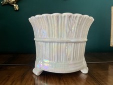 Vintage Casa Pupo London Iridescent Lustreware White Ceramic Planter