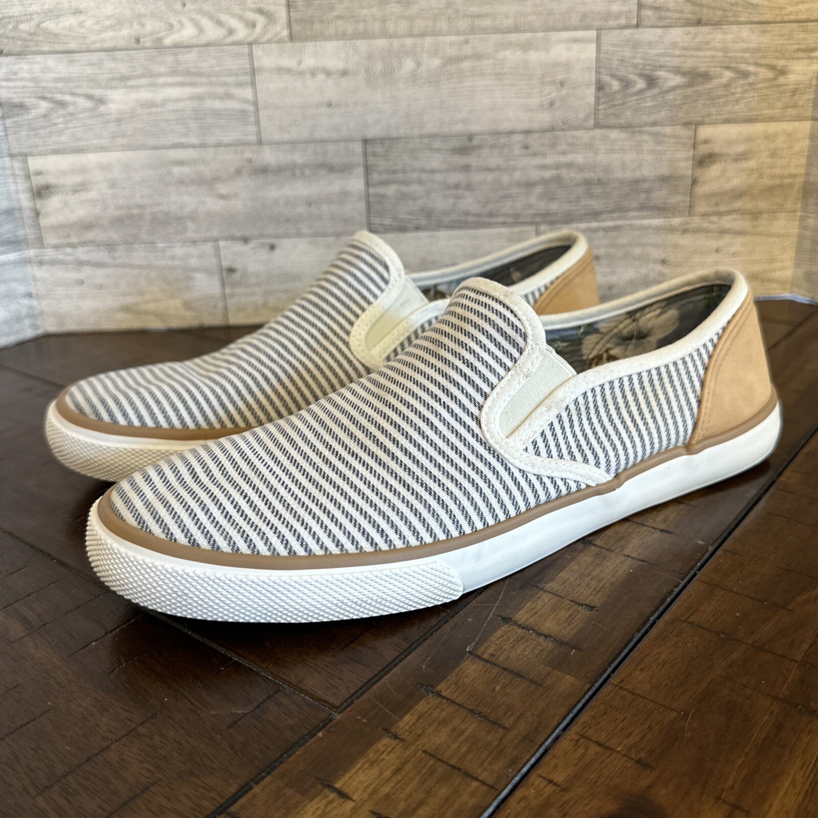 Margaritaville Blue Striped Canvas Slip On Shoes Loaf… Gem