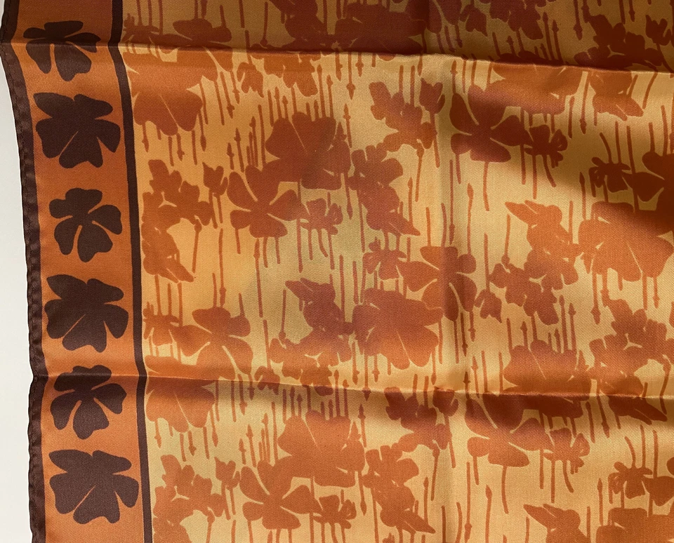 Bufanda Vintage Vera Neumann Naranja Marrón Influencia Asiática Floral Rectángulo Ladybug Foto 4 de 4