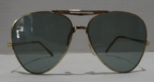 VTG 1970'S GOLD FRAMED AVIATOR SUNGLASSES W/GREY LENSES