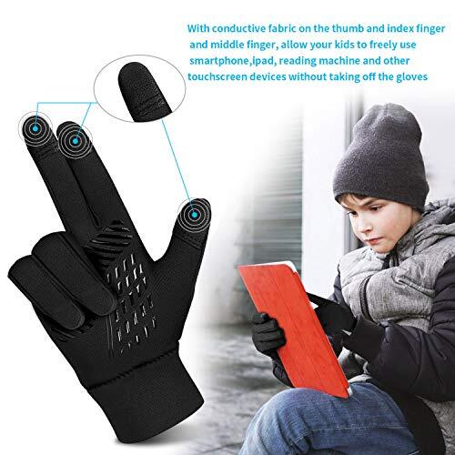 Kids Gloves Winter Boys Girls Gloves Warm Touchscreen Water M(6-8 years) Black - Picture 5 of 7