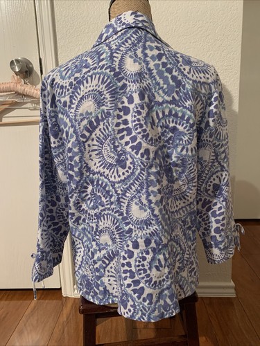 m collection 100% linen wonens blouse Button Up Multicolored Collared - Picture 6 of 11