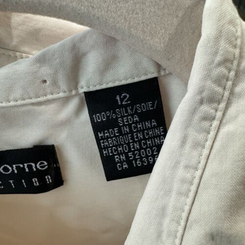 LIZ CLAIBORNE Mujer 12 Rosa Pálido Seda Botón Abajo Manga Larga Cuello Camisa - Imagen 4 de 5