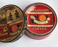 BIA Cordon Bleu 2010 Set Of 4 Porcelain Round Coasters Vintage Java Coffee Ads