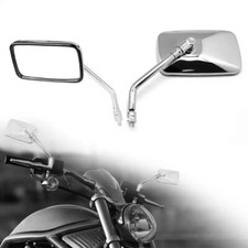 Large Chrome 10mm Motorcycle Rectangle Mirrors Universal Bike/Motorbike Pair