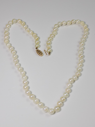 Elegante Damen Collier Perlenkette Akoya Perlen 585er Gold Schließe 43,5 cm - Picture 2 of 9