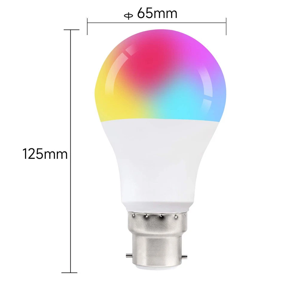 2X B22 RGB LED Bulb 10W Light 16 Colour Changing Remote Control Bayonet - Image 2 of 4