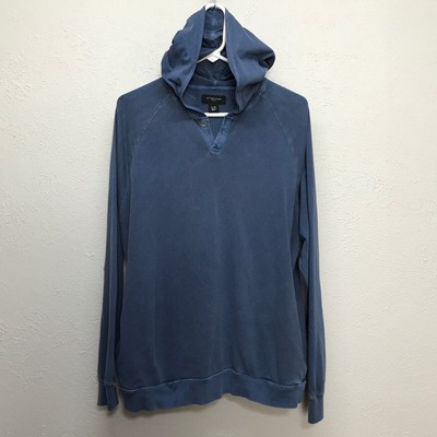 Attention Hoodie Mens XL Blue Waffle Weave Long Sleeve Cotton Hooded Pullover