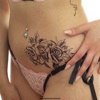 1 X Xl Rosen Tattoo - Motiv In Schwarz - Temporary Haut Tattoo - TBS8320 (1)