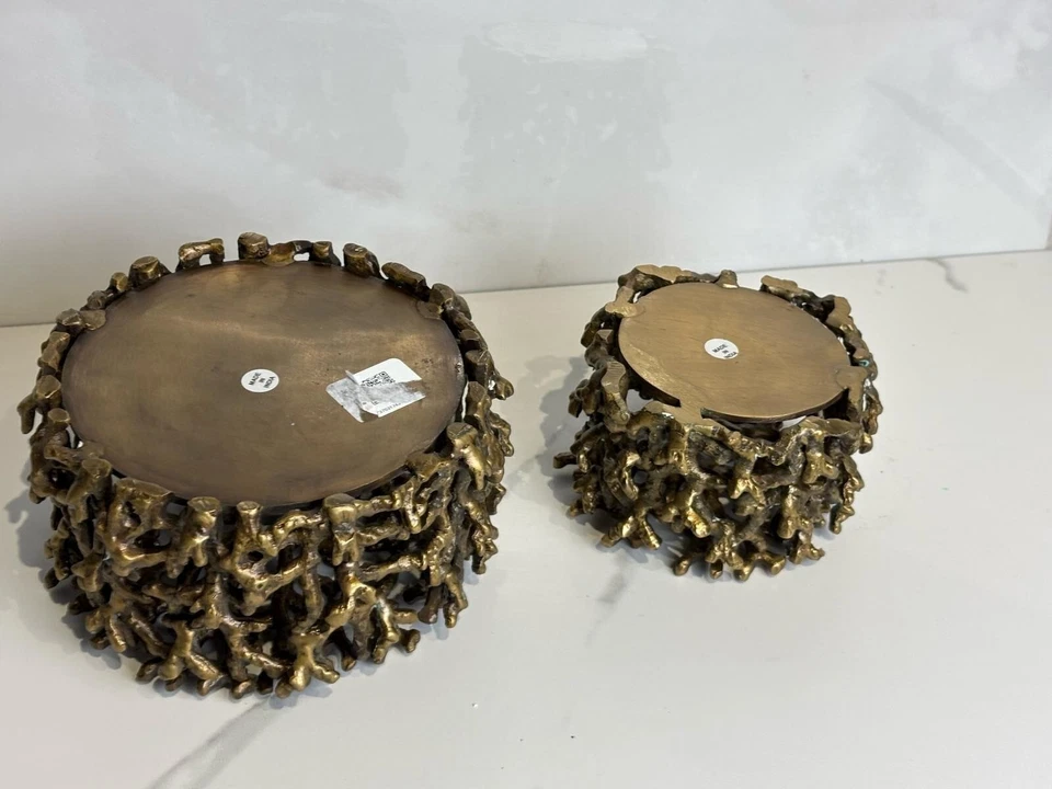 Mina Brass Home Accent Antique Boxes Set Bronze Size 6x6 5x4 - Image 2 of 4