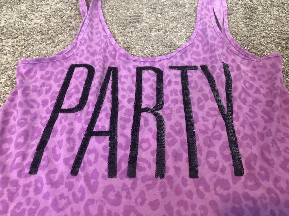 VICTORIAS SECRET ROSA ANIMAL PRINT FIESTA PLAYA ESPALDA BAJA TANQUE BLING XS (A24) Foto 2 de 4