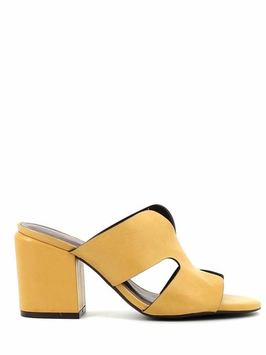 Vicenza Sandali-ciabatta in pelle con tacco largo giallo | eBay
