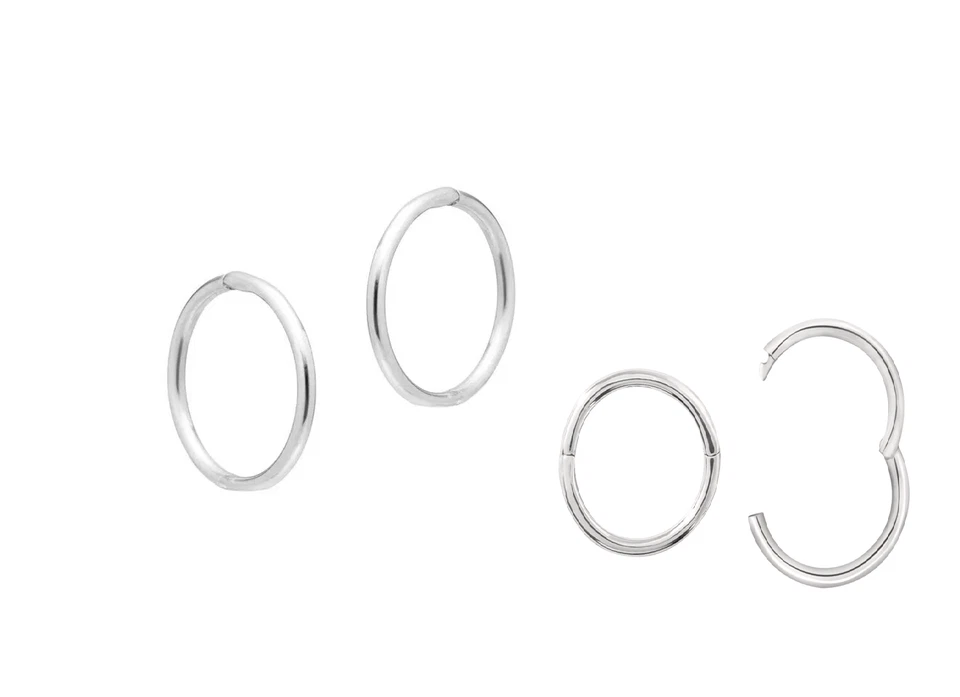 Sterling Silver 925 Solid hinged sleeper hoop earrings choose 6mm,8mm,10mm,12mm — 第 2/4 张图片