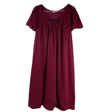 Vanity Fair Vintage Nightgown Womens Small Red Nylon Lightweight Sleepwear
