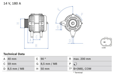 BOSCH 0 986 083 310 Alternator for AUDI,SEAT,SKODA,TESLA,VW