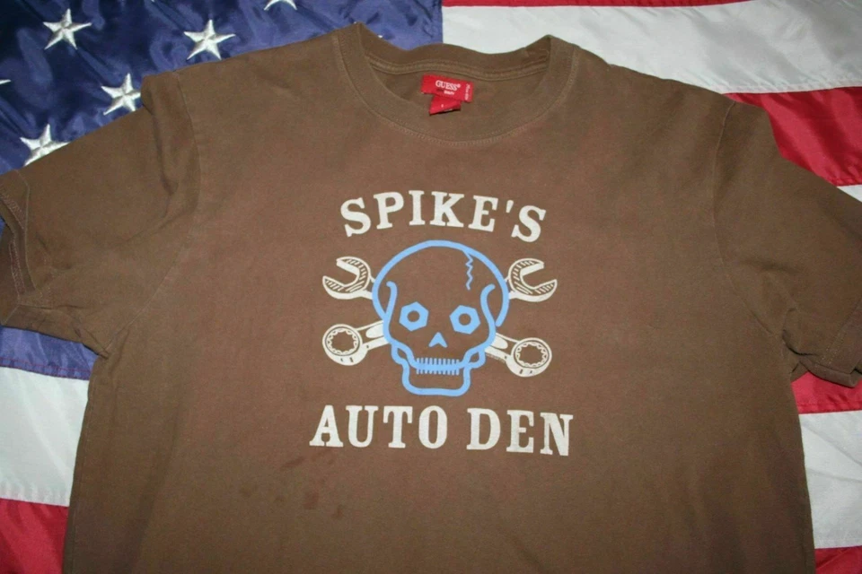 Guess Niño Marrón Spike's Auto Den Camiseta Talla Grande Top Camisa Informal Escuela Foto 2 de 4