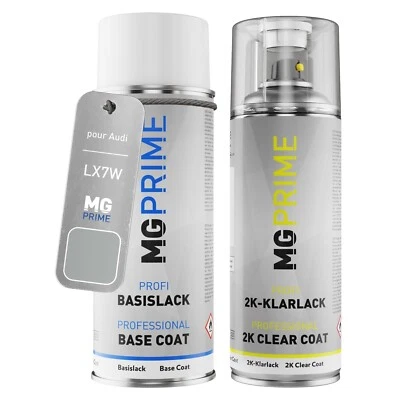MG PRIME Peinture voiture kit bombe aérosol 2C pour Audi LX7W X7W P5 Cool Silver Metallic