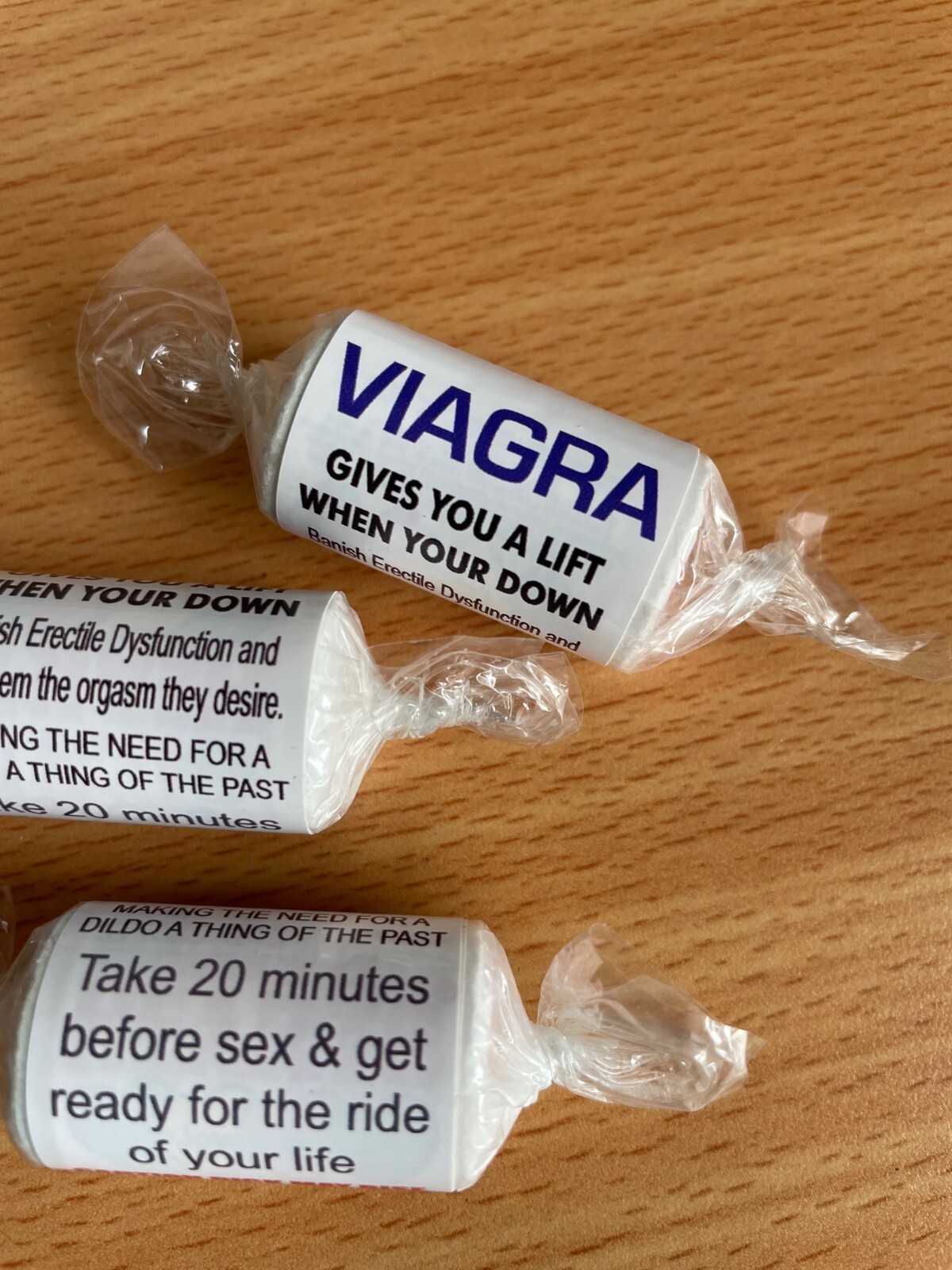 Viagra Prank , Joke, funny gift April fool love hearts 3 PACKETS SWEETS