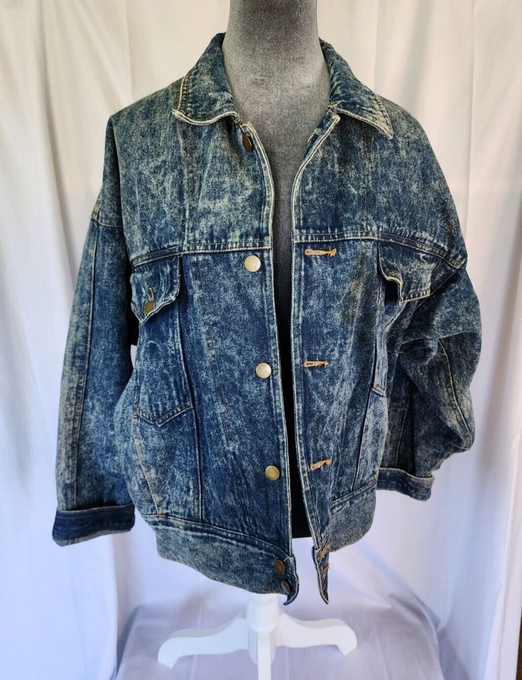 Chaqueta vaquera Reef Point vintage azul talla 18-20,5 exterior lavado claro 4 bolsillos Foto 2 de 4