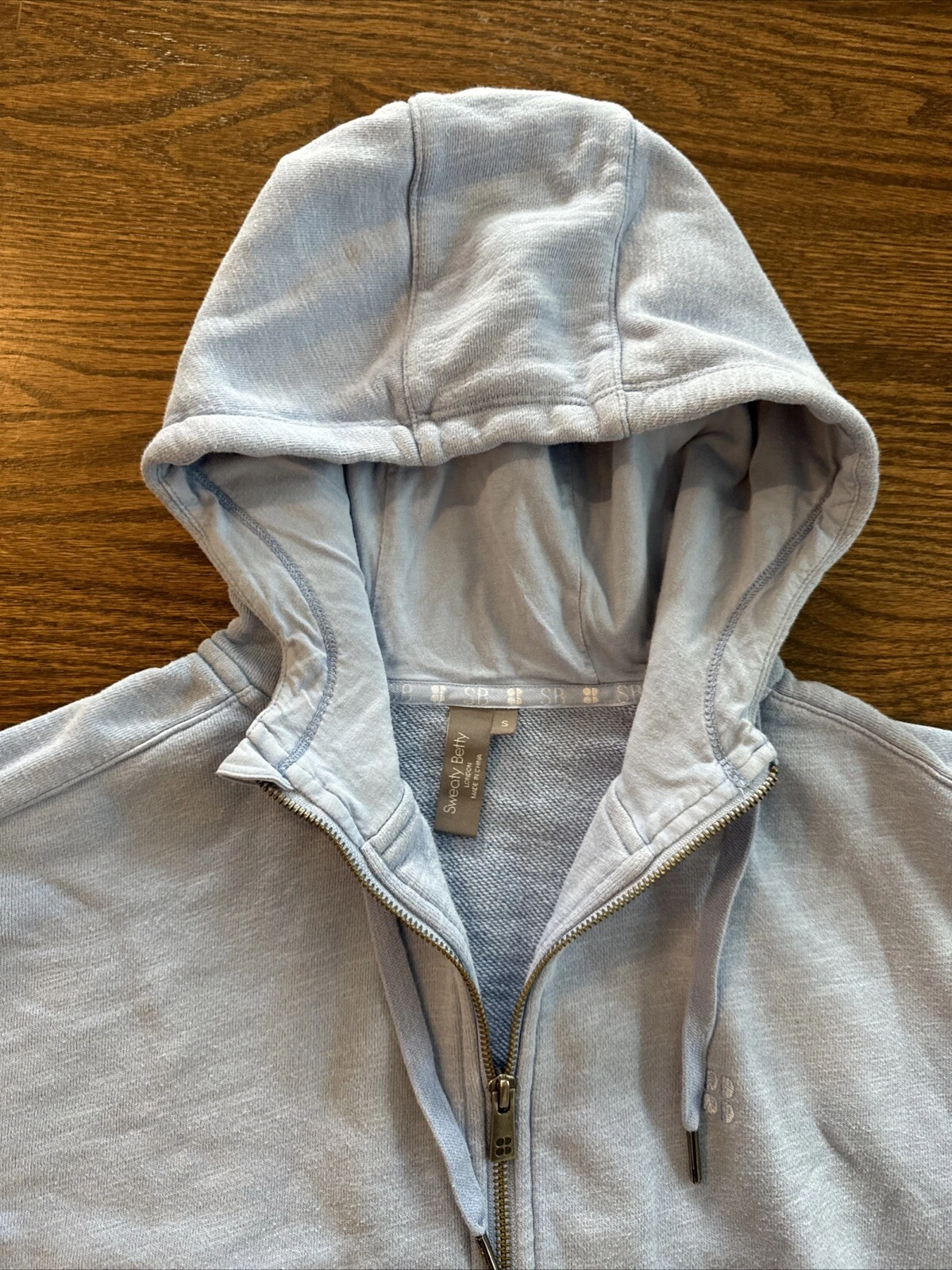sweaty-betty full zip cropped 100% cotton hoodie