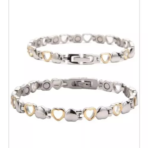 Armband Magnet Edelstahl Bicolor Look Herz Elemente Damen Modeschmuck - Bild 2 von 4